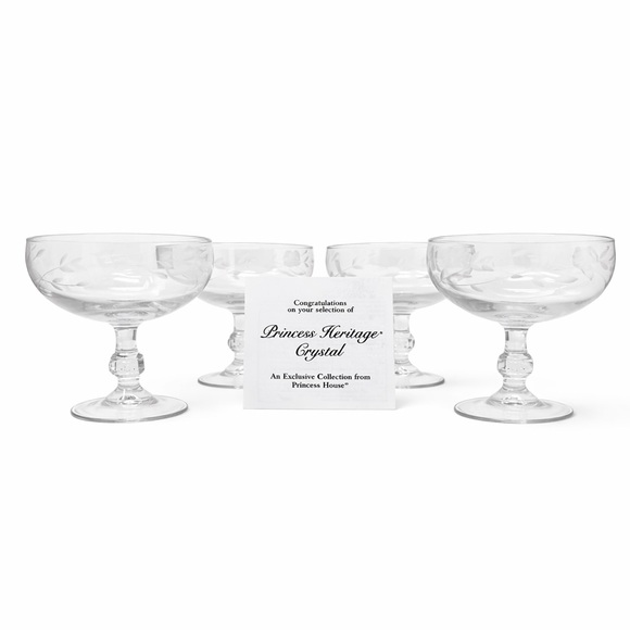New Princess House Heritage Crystal Dessert Cups Classic Old Money Set of 4